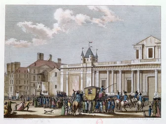 Ludwig XVI. (1754-93) und seine Familie werden zum Tempel gebracht, 13. August 1792, graviert von Reinier Vinkeles (1741-1816) und Daniel Vrydag (1765-1822) 1801